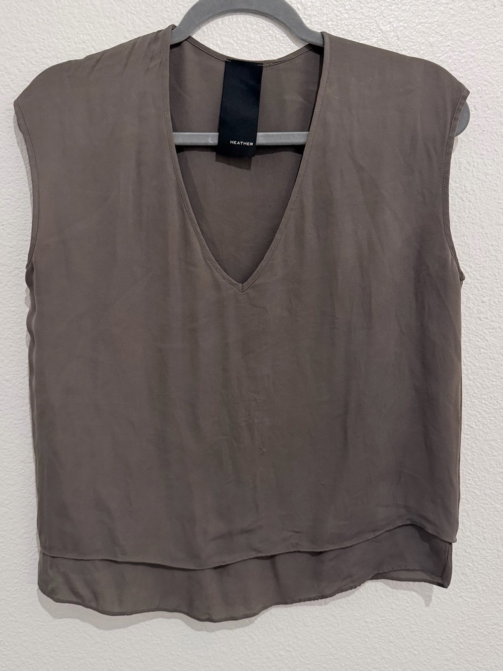 100% Silk Heather Sleeveless V-Neck Layered Blouse
